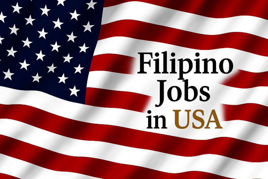 USA flag with Jobs for Filipinos symbolizing partnership and opportunities for Filipino in the USA.